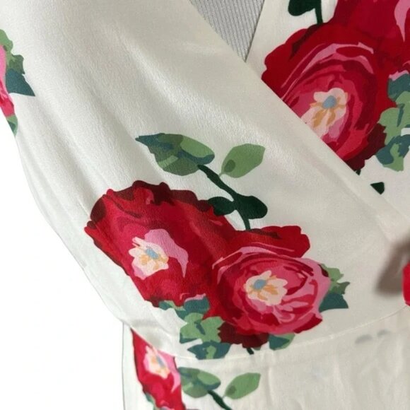 Sezane Anastasia Silk Floral Wrap Dress Ecru Peony Size 34 US 2 - Picture 9 of 11